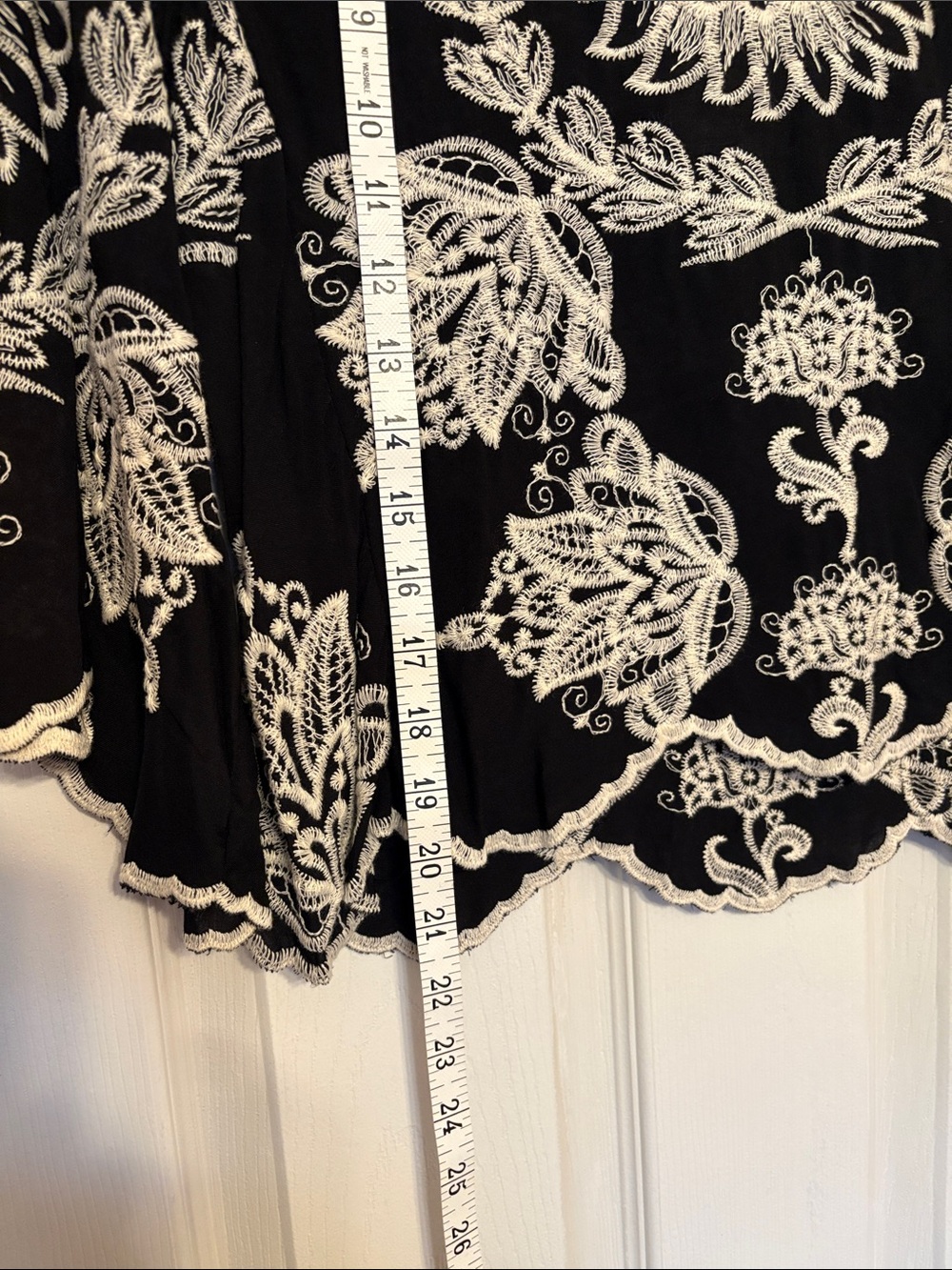 Solitaire Black Top with White Floral Embroidery - Picture 8 of 8